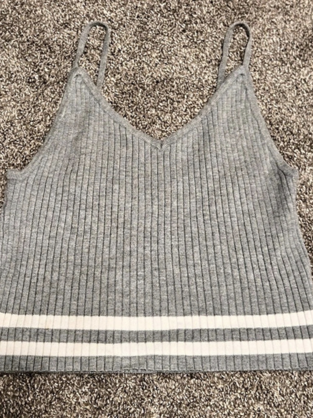 Forever 21 Ribbed Striped Cami in Gray & White Size Small